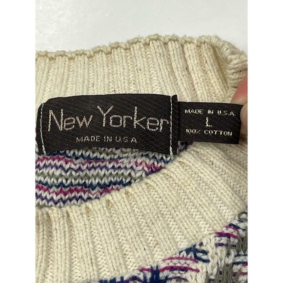 Vintage New Yorker Sweater Men’s Large Y2K Geometric Crew Neck - Picture 3 of 12